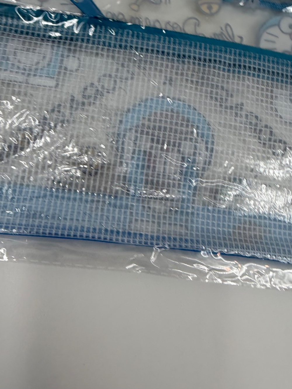 Doraemon PVC Mesh Pouch NEW Bag Zipper Medium Blue Clear - Picture 6 of 9